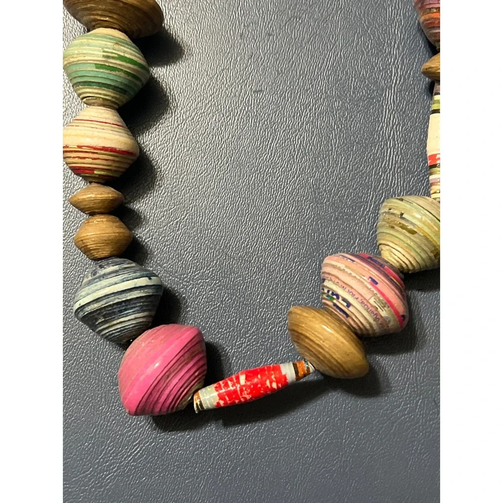 Handmade Recycled Paper‎ Bead Statement Necklace Artsy